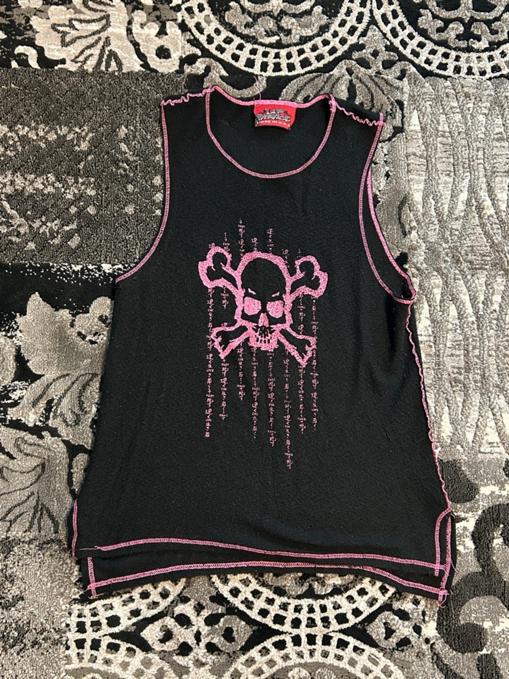 Lip Service y2k vintage pink skull mesh tank top